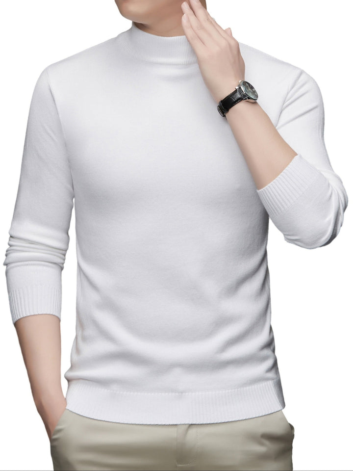 Men's Stylish Solid Knitted Pullover, Casual  Breathable Long Sleeve Turtle Neck Top For City Walk Street Hanging Outdoor Activities