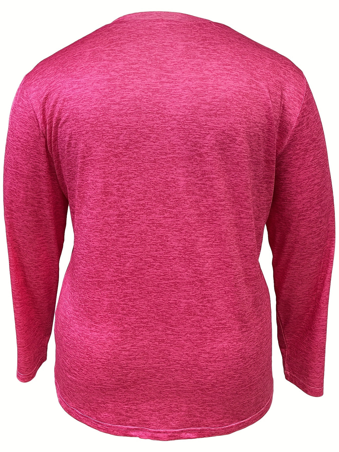 Plus Size Casual T-shirt, Women's Plus Heart Print Long Sleeve Round Neck Medium Stretch T-shirt