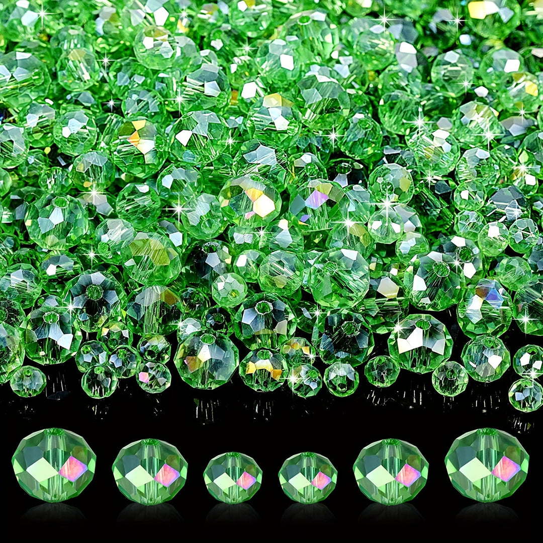 600pcs/pack Crystal Faceted Rondelle Beads Gemstone Glass Beads Loose Beads For DIY Jewelry Making 8 Mm, 6 Mm, 4 Mm