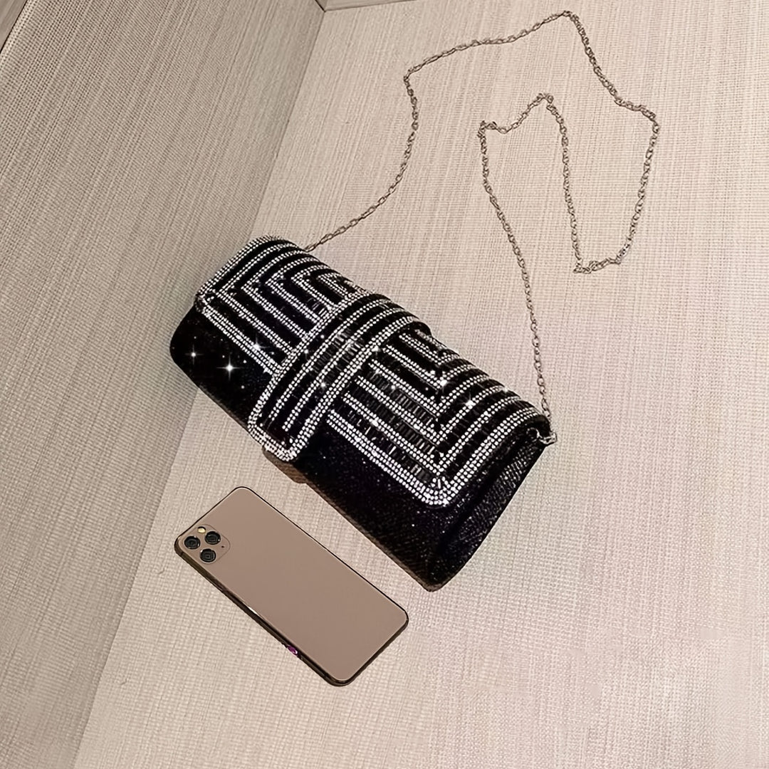 Rhinestone Evening Clutch Bag For Women, Fashion Envelope Clutch Prom Purse, Shiny Crystal Cocktail Party Bag