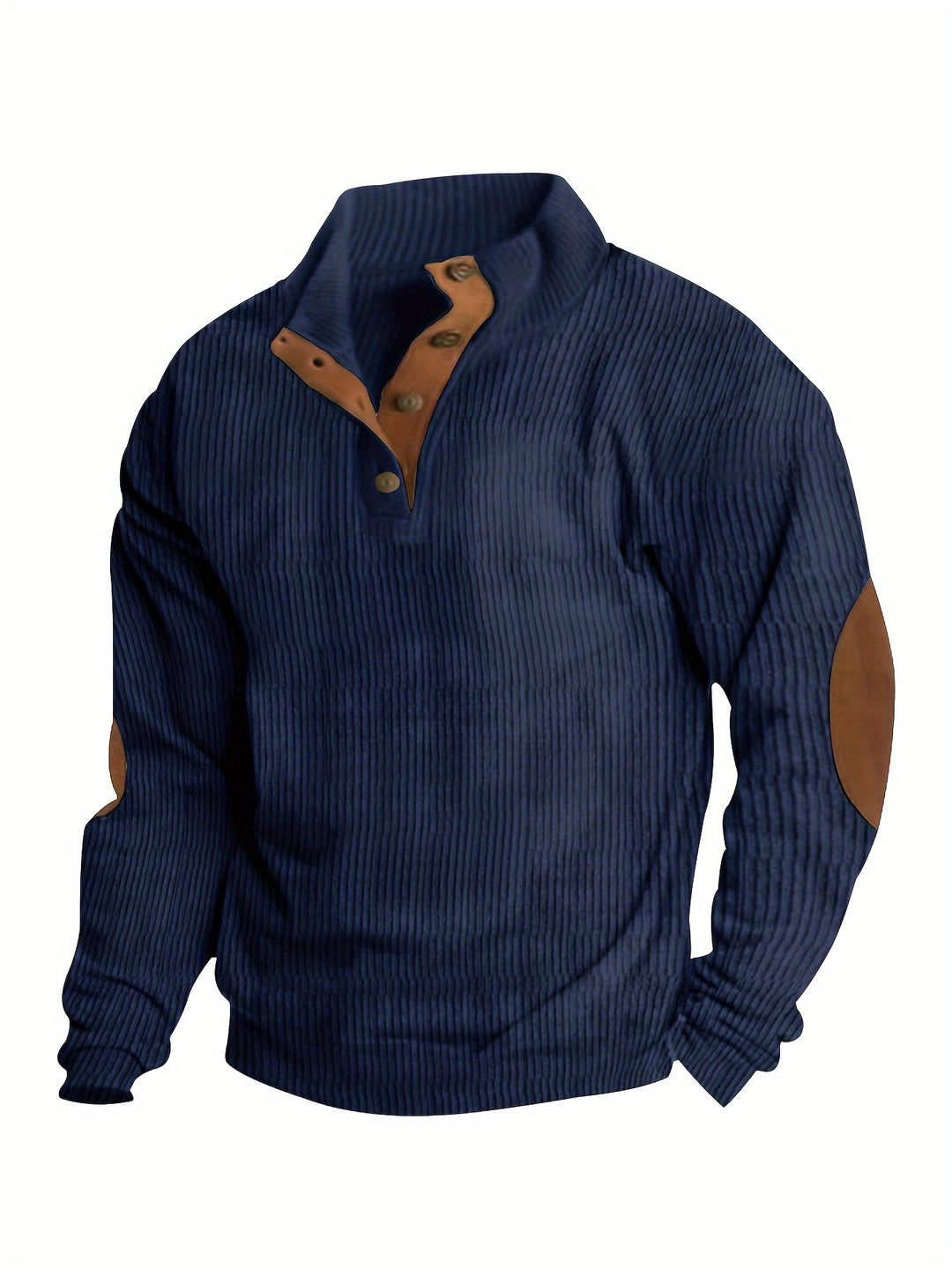 Men's Retro Stand Collar Ribbed Sweatshirt For Men Solid Sweatshirts For Spring Fall Long Sleeve Tops