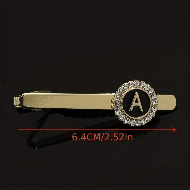 Men's Tie Clip Zirconia Initial Letter Lapel Clip Tie Clip Tie Accessories