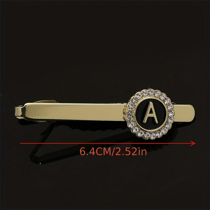 Men's Tie Clip Zirconia Initial Letter Lapel Clip Tie Clip Tie Accessories