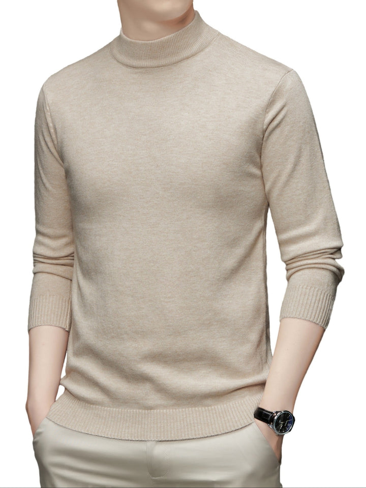 Men's Stylish Solid Knitted Pullover, Casual  Breathable Long Sleeve Turtle Neck Top For City Walk Street Hanging Outdoor Activities