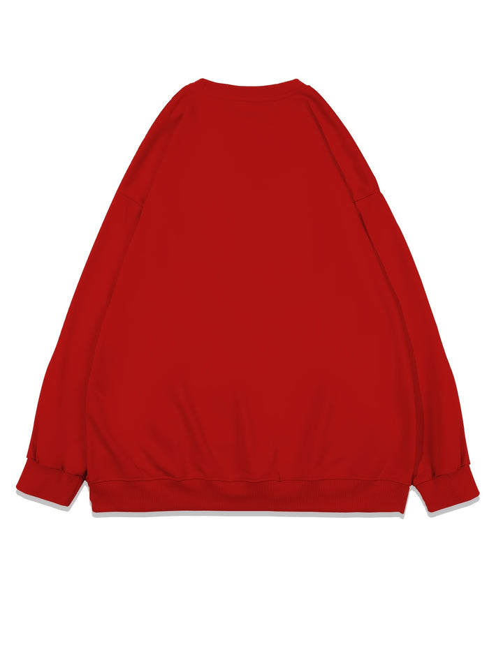 Plus Size Heart & Letter Print Sweatshirt, Casual Long Sleeve Crew Neck Sweatshirt, Women's Plus Size Clothing