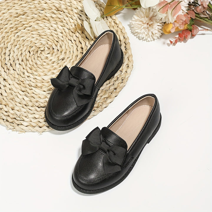 Trendy Elegant Bowknot Slip On Loafer Shoes For Girls, Lightweight Comfortable Non Slip Flat Shoes For Indoor Outdoor, All Seasons