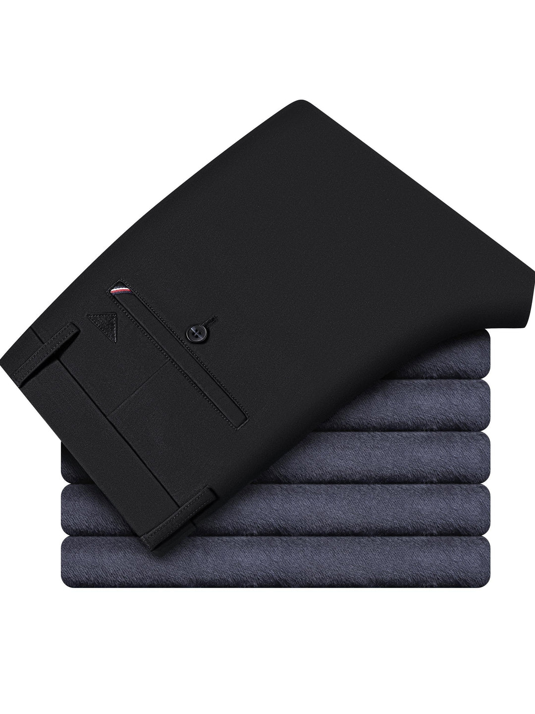 Warm Fleece Dress Pants, Men's Formal Solid Color Stretch Dress Pants For Fall Winter Business