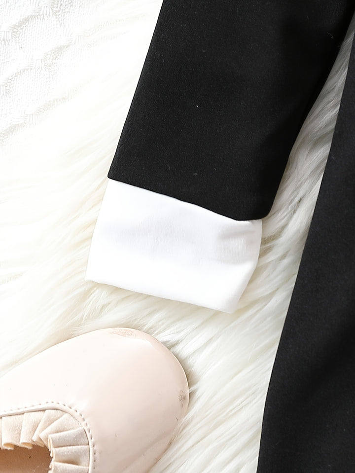 Splicing Long Sleeve Collar Dress Girls Spring Fall Christmas Gift