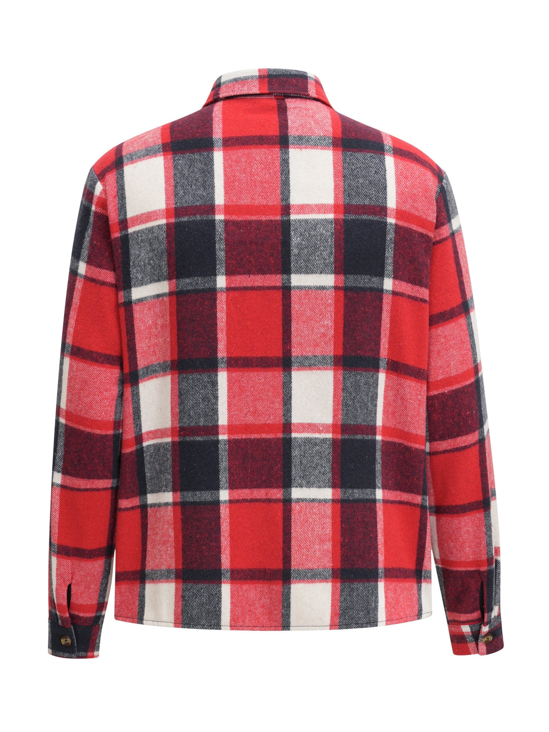 Retro Plaid Pattern Men's Casual Long Sleeve Lapel Shirt Jacket With Pocket Design, Fall Winter Outwear For Men