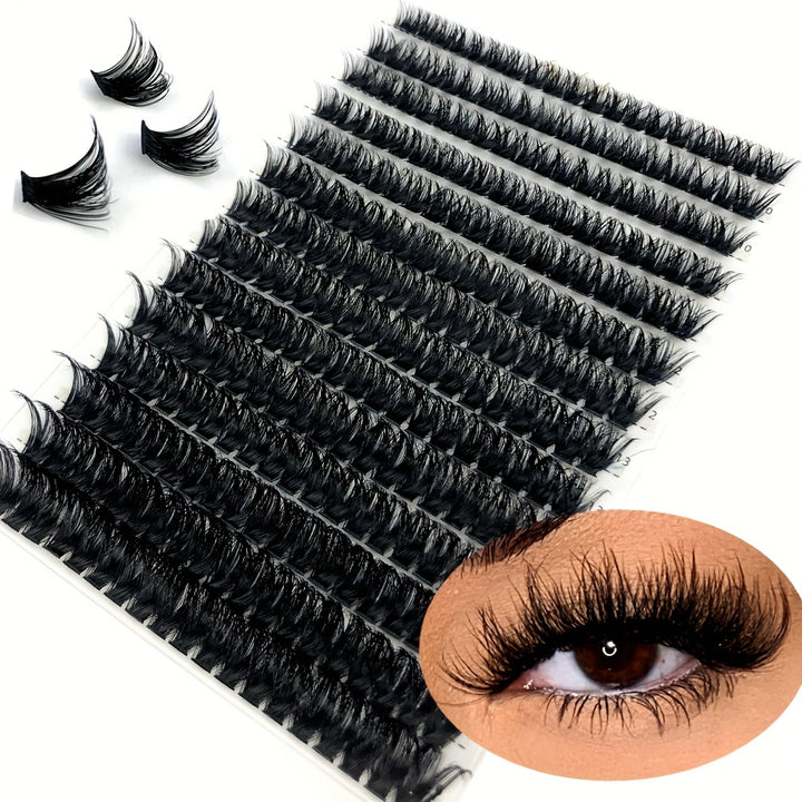 80D Faux Mink Eyelashes 280 Cluster 0.07mm D Curled 9-16mm Mixed Natural Eyelash Extension 3D Russian Strip Personal Eyelash Makeup Tool