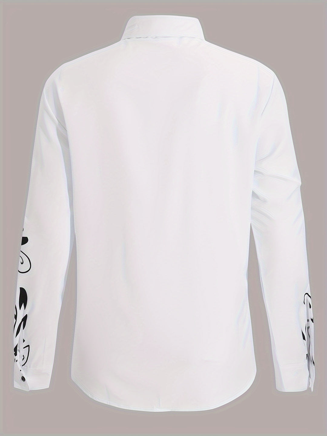 Simple Print Men's All-match Casual Long Sleeve Lapel Shirt, Spring Fall