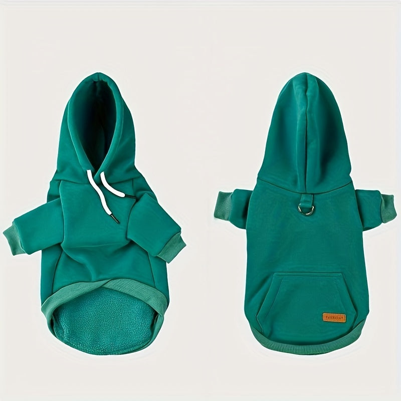 Small Dog Hoodie with Back Pocket - Hand Wash, Knit Fabric - 65% Cotton, 35% Polyester