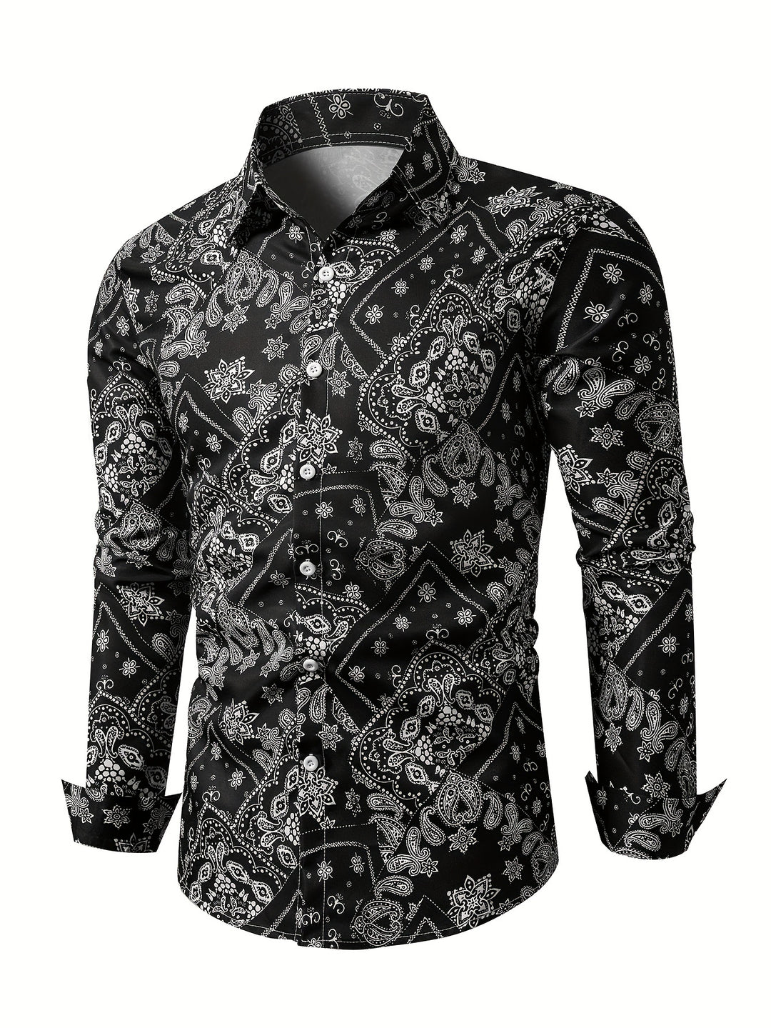 Retro Paisley Pattern Men's Shirt Top Turn-Down Collar Long Sleeve Closure Male Casual Shirt For Men Daily Vacation Streetwear