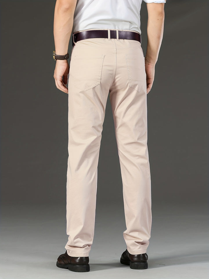 Men's Solid Color Business Casual Straight Pants