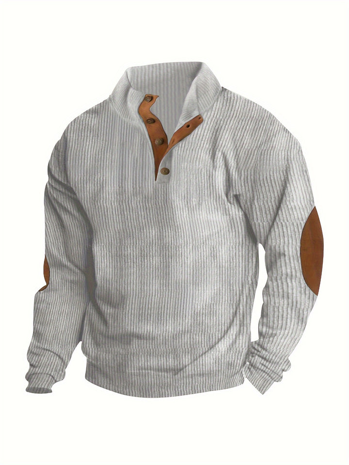 Men's Retro Stand Collar Ribbed Sweatshirt For Men Solid Sweatshirts For Spring Fall Long Sleeve Tops