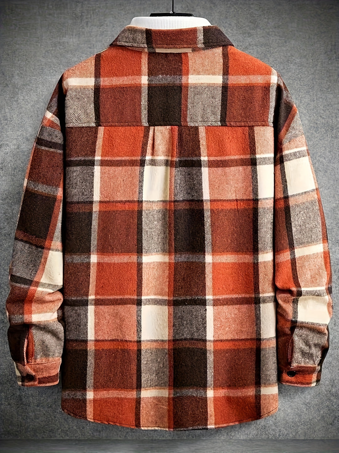 Men's Retro Plaid Shirt Jacket, Casual Lapel Chest Pocket Jacket