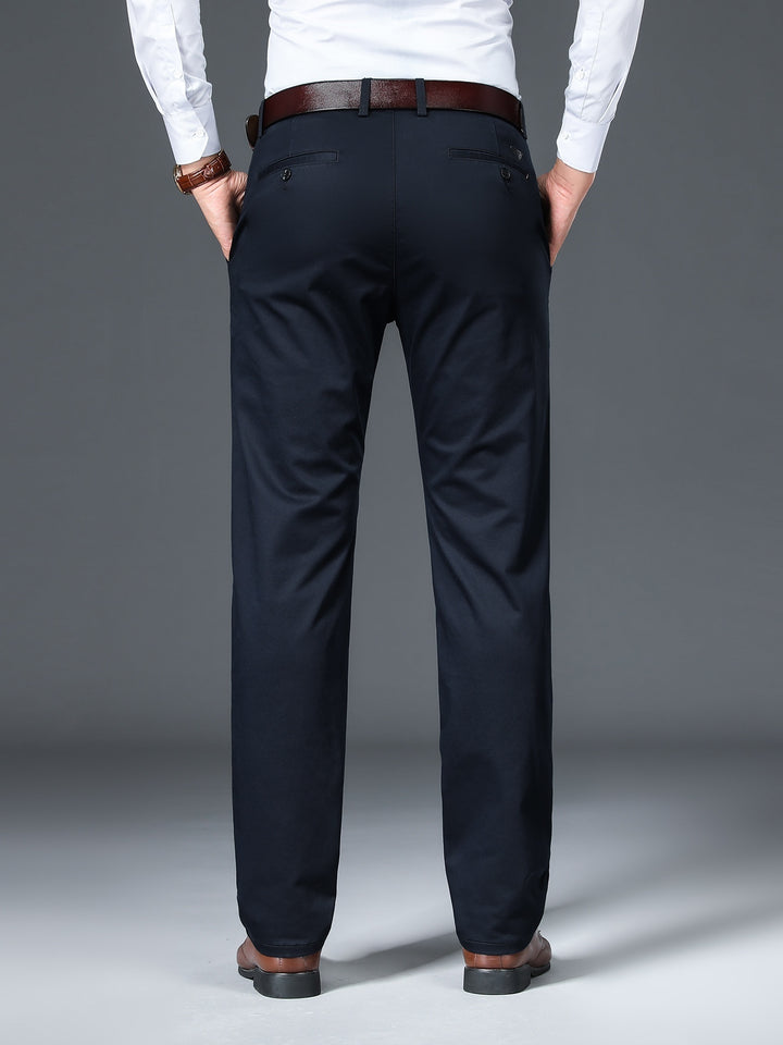 Classic Design Dress Pants, Men's Formal Solid Color Slightly Stretch Dress Pants For Spring Summer Business