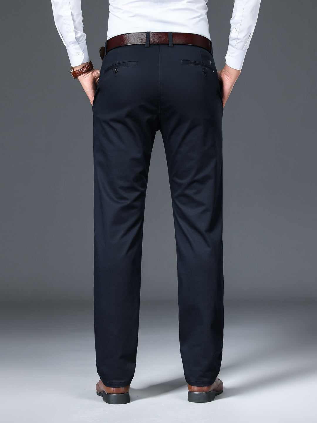 Classic Design Dress Pants, Men's Formal Solid Color Slightly Stretch Dress Pants For Spring Summer Business