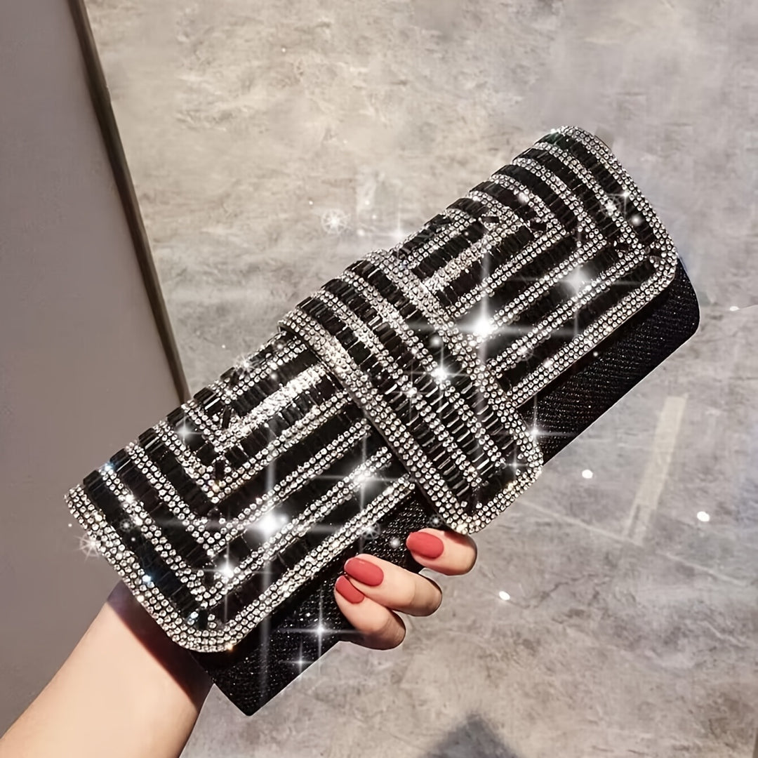 Rhinestone Evening Clutch Bag For Women, Fashion Envelope Clutch Prom Purse, Shiny Crystal Cocktail Party Bag