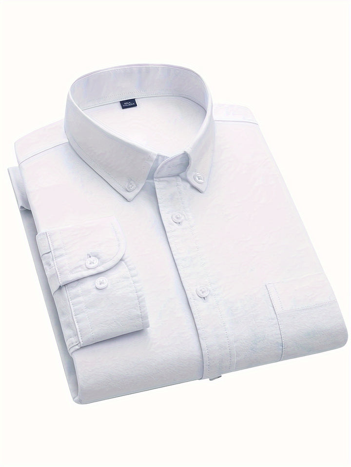Men's Stylish Stripe Pattern Shirt, Casual Breathable Lapel Button Up Long Sleeve Shirt Top For City Walk Street Hanging Outdoor Activities