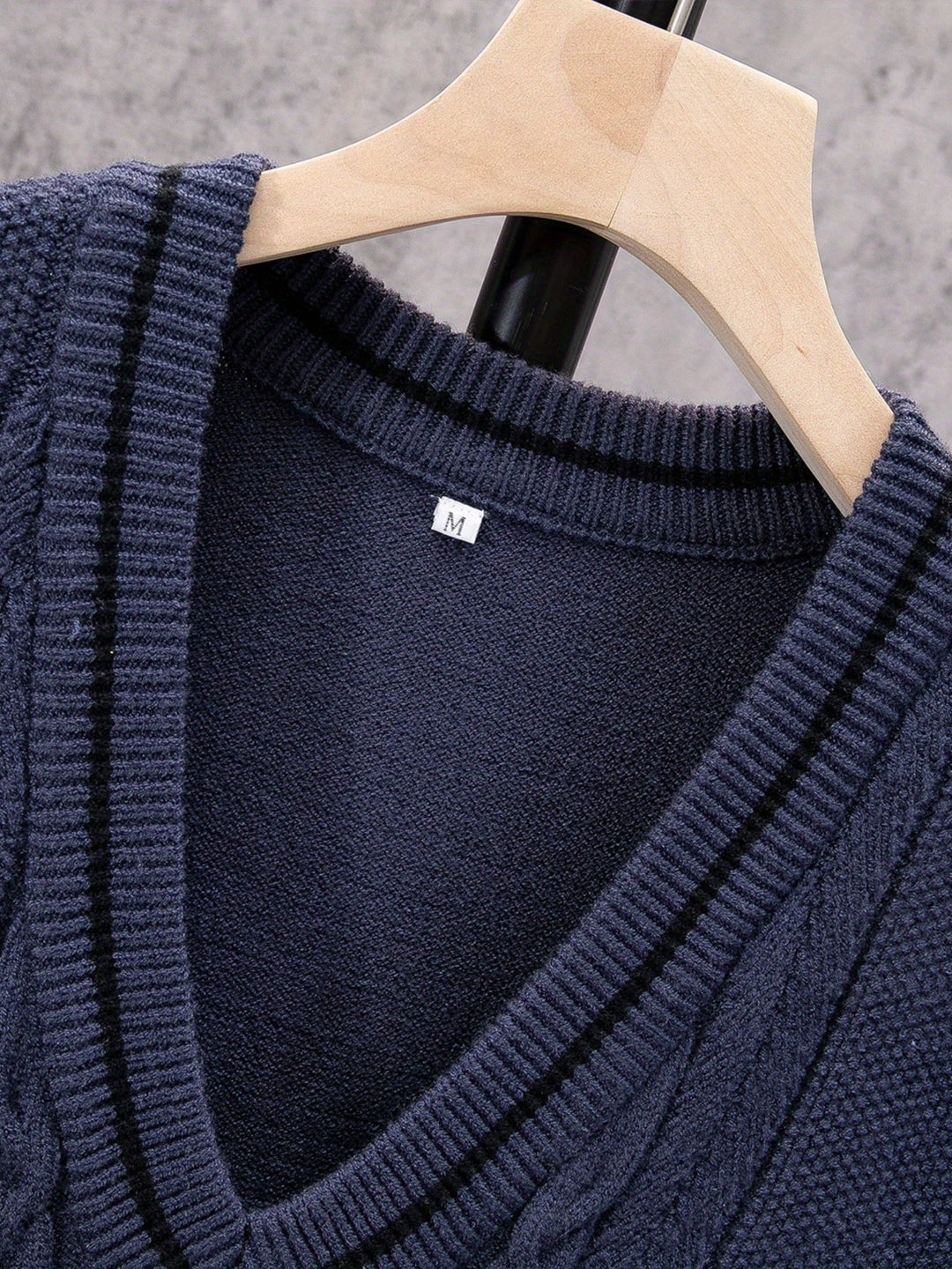 Casual Sleeveless V-Neck Sweaters, Men's Vertical Stripe Knit Vest