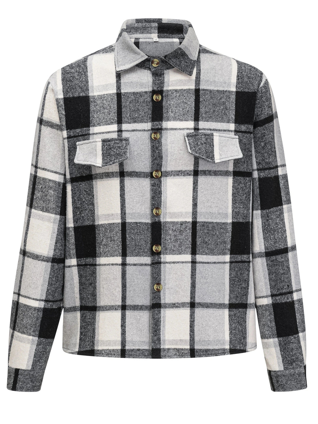 Retro Plaid Pattern Men's Casual Long Sleeve Lapel Shirt Jacket With Pocket Design, Fall Winter Outwear For Men