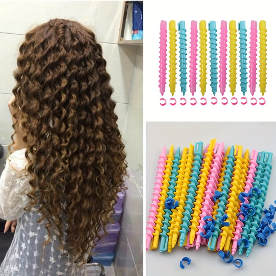 20pcs Hair Curler Set Spiral Hair Perm Rods DIY Plastic Long Barber Hairdressing Styling Curling Perm Rods