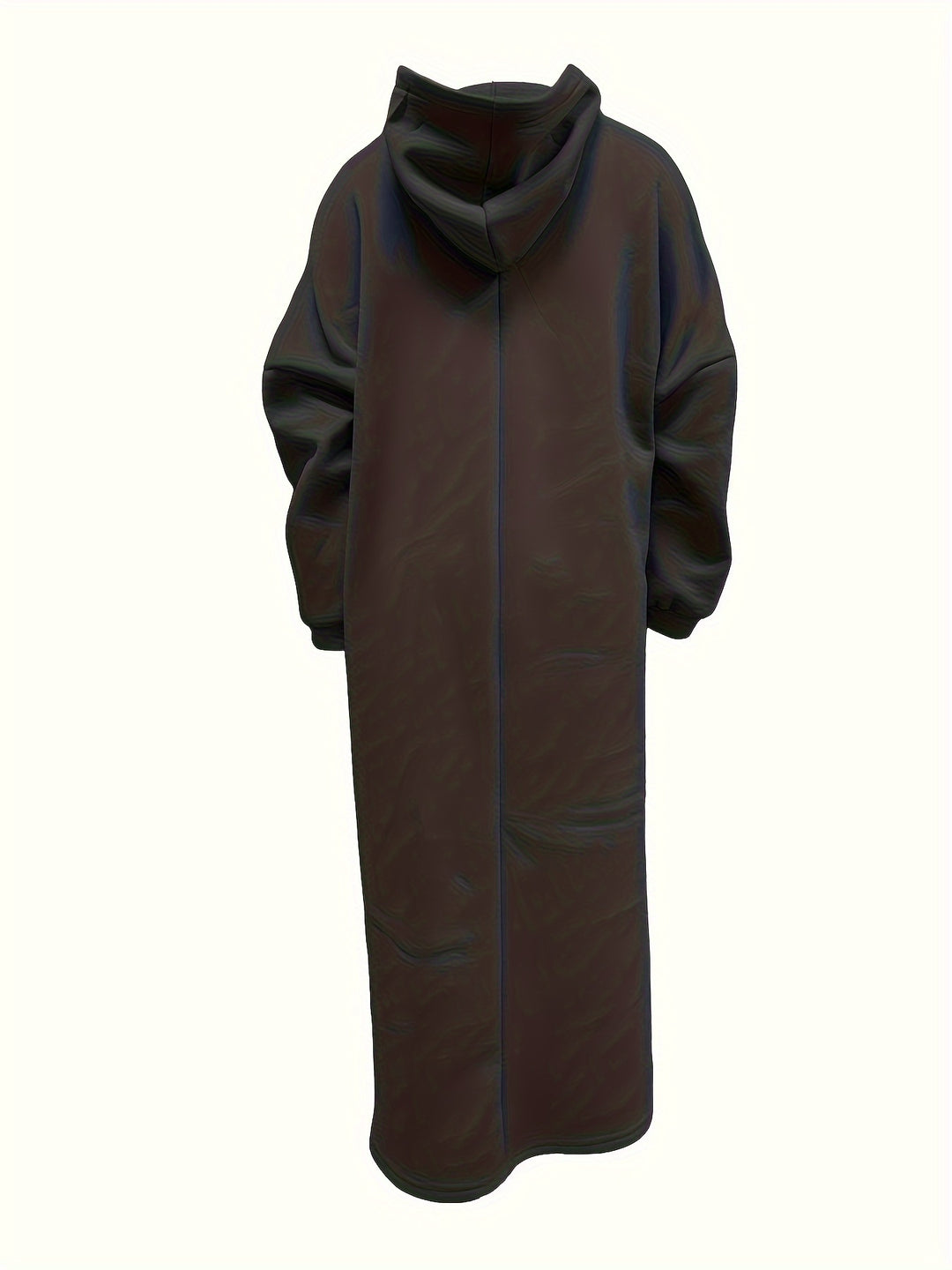 Plus Size Casual Sweatshirt Dress, Women's Plus Solid Lantern Sleeve Split Hem Maxi Hoodie Dress