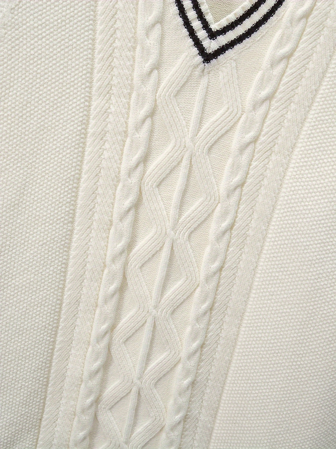 Casual Sleeveless V-Neck Sweaters, Men's Vertical Stripe Knit Vest