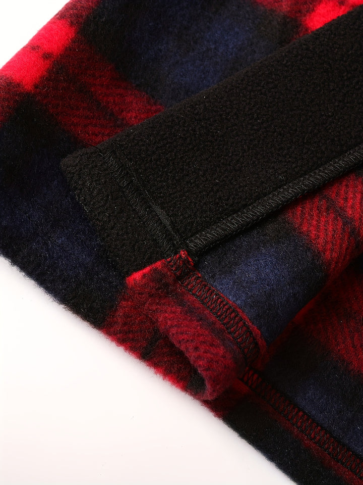 Men's Comfy Plaid Fleece Robe Home Pajamas Wear With Pocket One-piece Lace Up Kimono Night-robe Warm Sets After Bath
