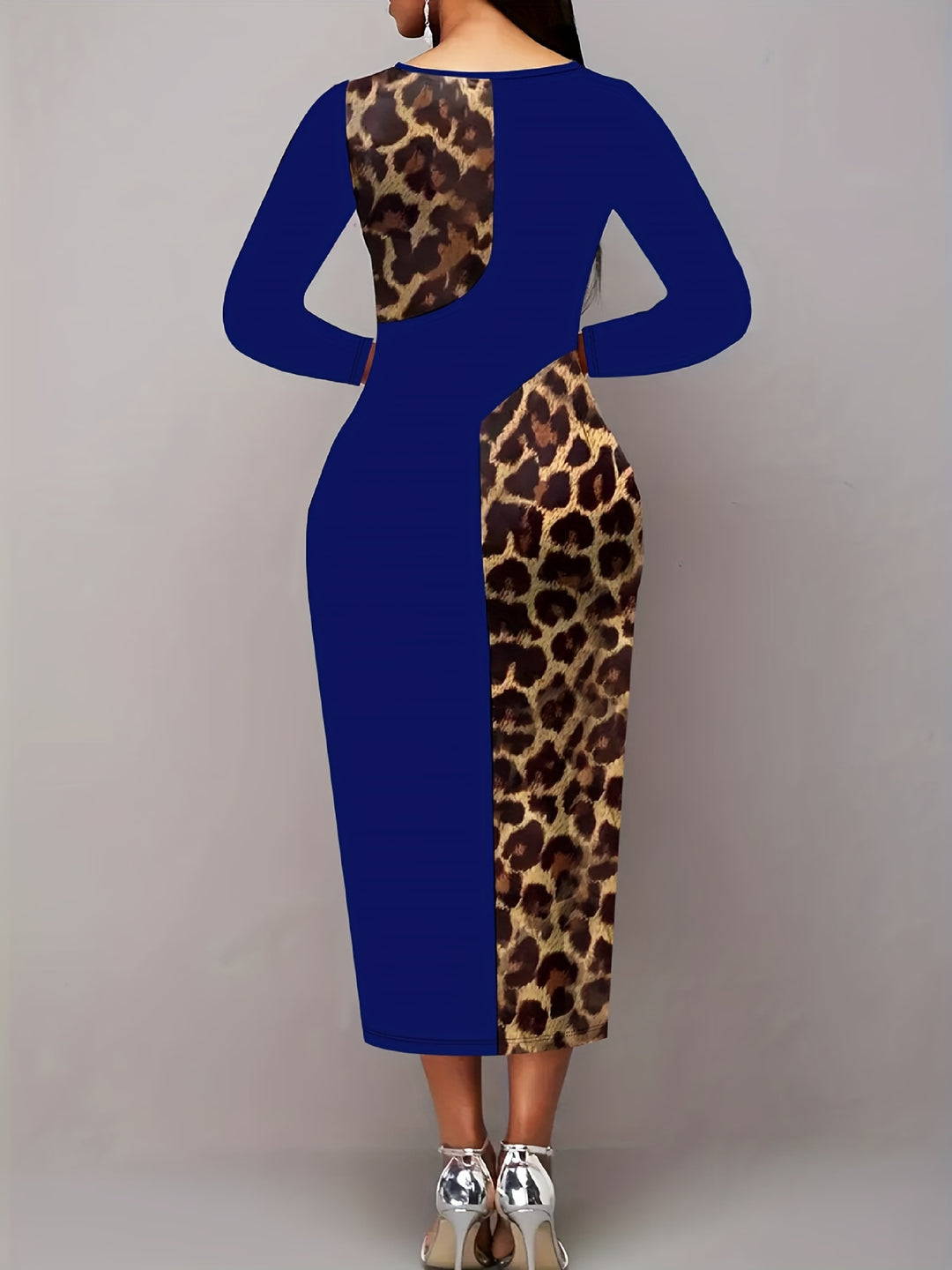 Stylish Plus Size Leopard Print Dress with Cut Out Details and Medium Stretch Fabric