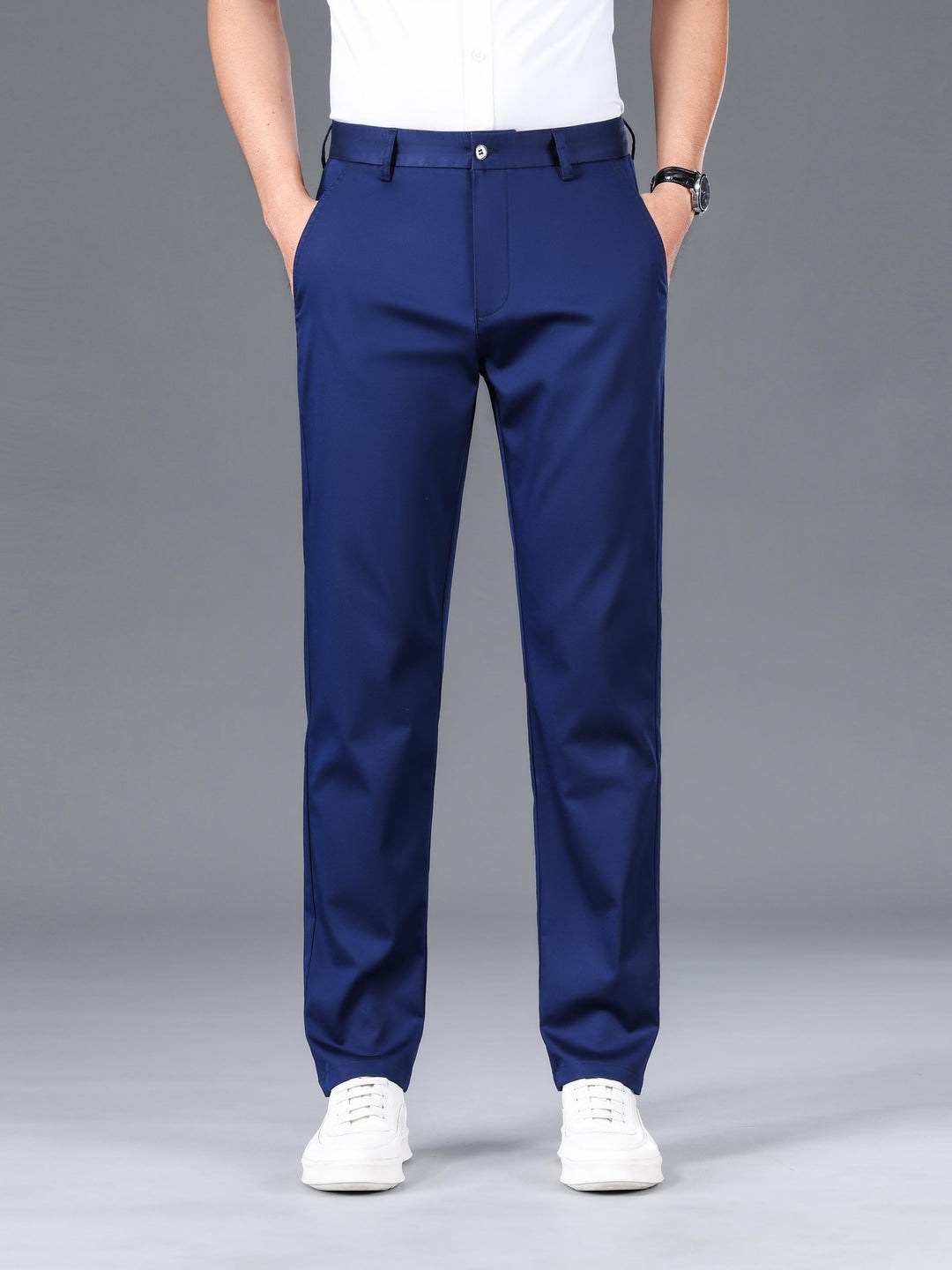 Classic Design Dress Pants, Men's Formal Solid Color Slightly Stretch Dress Pants For Spring Summer Business