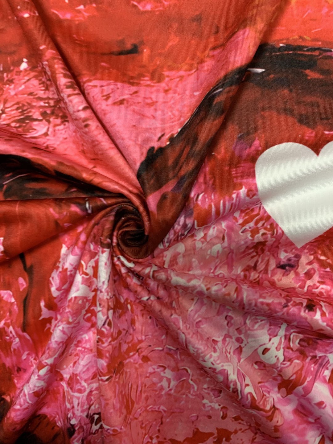 Plus Size Heart Print Top, Casual Crew Neck Long Sleeve Top, Women's Plus Size Clothing