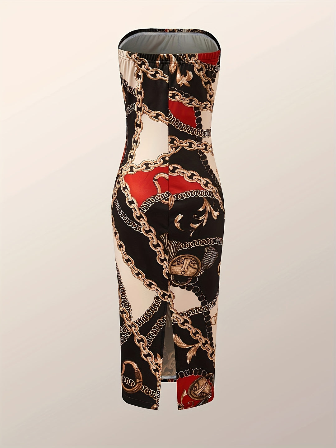 Plus Size elegant Outfits Set, Women's Plus Baroque Print Long Sleeve Open Front Cardigan & Tube Bodycon Midi Dress Outfits Two Piece Set