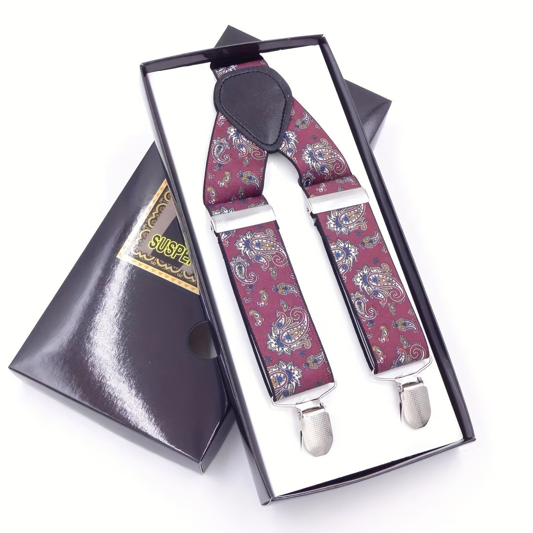 Men's Plaid Three-clip Suspenders, Trousers Elastic Suspenders, For Boyfriend And Husband Gifts