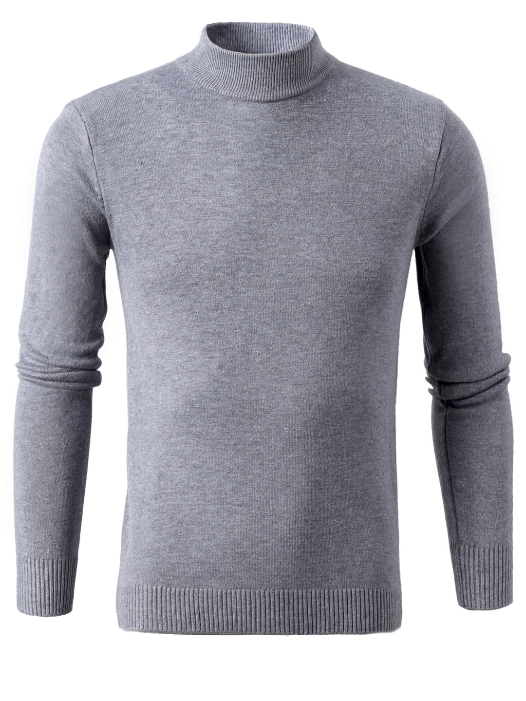 Mock Neck Knitted Slim Solid Sweater, Men's Casual Warm Solid High Stretch Pullover Sweater For Fall Winter