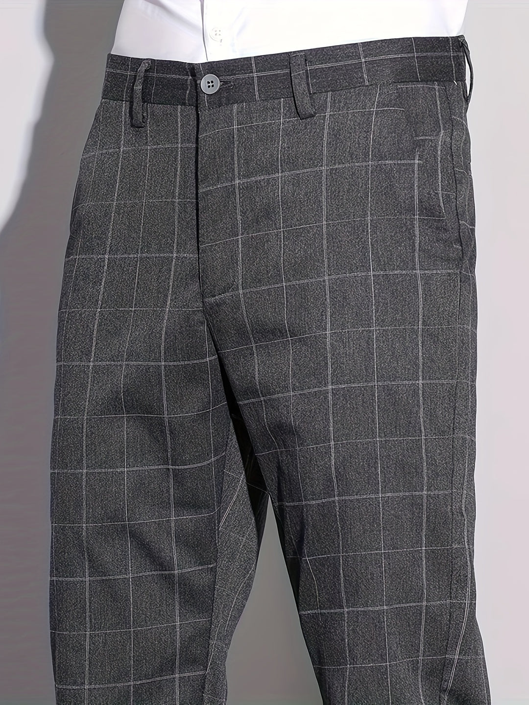 Men's Retro Plaid Slacks, Semi-formal Dress Pants For Business Banquet