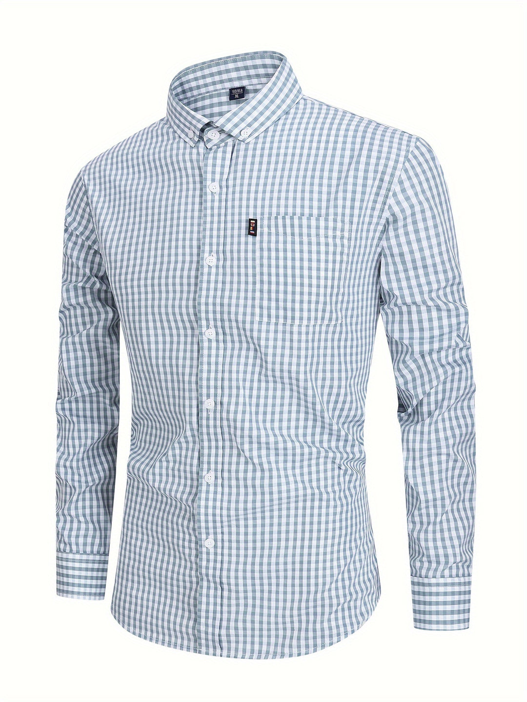 Men's Stylish Checkered Pattern Shirt, Casual Breathable Lapel Button Up Long Sleeve Shirt Top For City Walk Street Hanging Outdoor Activities