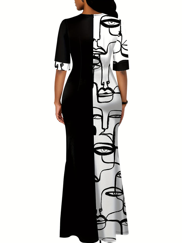 Effortlessly Chic: Plus Size Figure Print Overall Dress for Everyday Wear