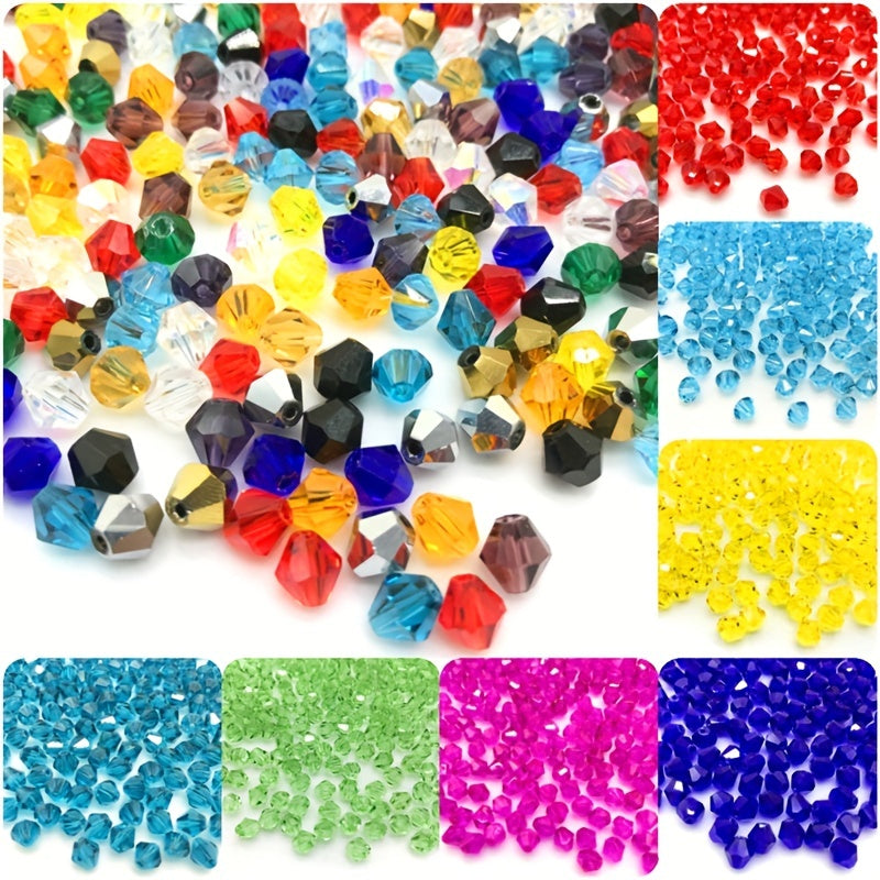 90pcs Austrian Crystal Element Bicone Beads  4mm Multicolor Faceted Glass Spacer Beads For Jewelry Making DIY Accessories Handmade Craft Beads Accessories