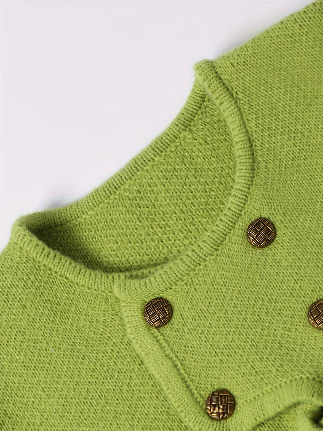 Solid Double Breasted Knit Cardigan, Elegant Long Sleeve Asymmetrical Sweater, Women's Clothing