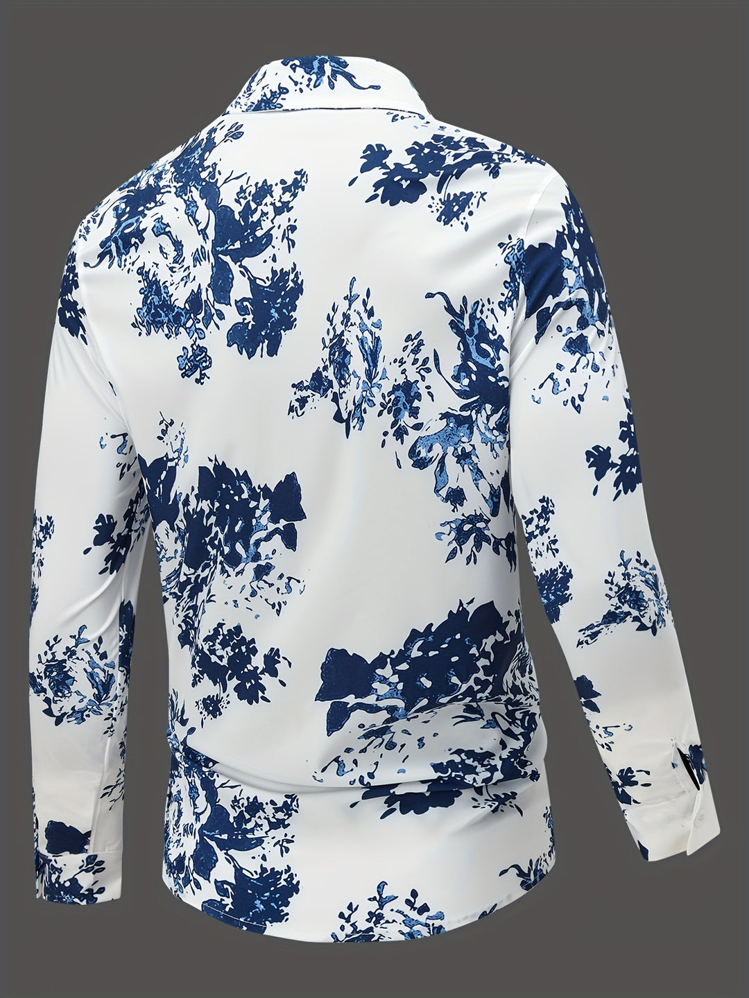 Trendy Flower Print Men's Casual Button Up Long Sleeve Shirt, Men's Clothes For Spring Summer Autumn, Tops For Men