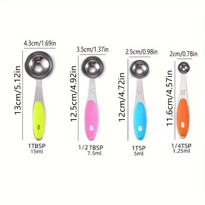 5/8/10/13pcs/set Measuring Cups And Measuring Spoons Set, Multifunctional Stainless Steel Measuring Spoon With Silicone Handle, Nesting Measuring Cup, Graduated Measuring Spoon Set, Baking Tool For Cooking And Baking, Cheapest Items, Kitchen Stuff