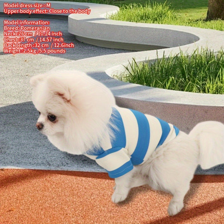 Summer Stripe Dog Tee Shirt - Lightweight & Breathable - Small/Medium Breeds - Snap Button Closure