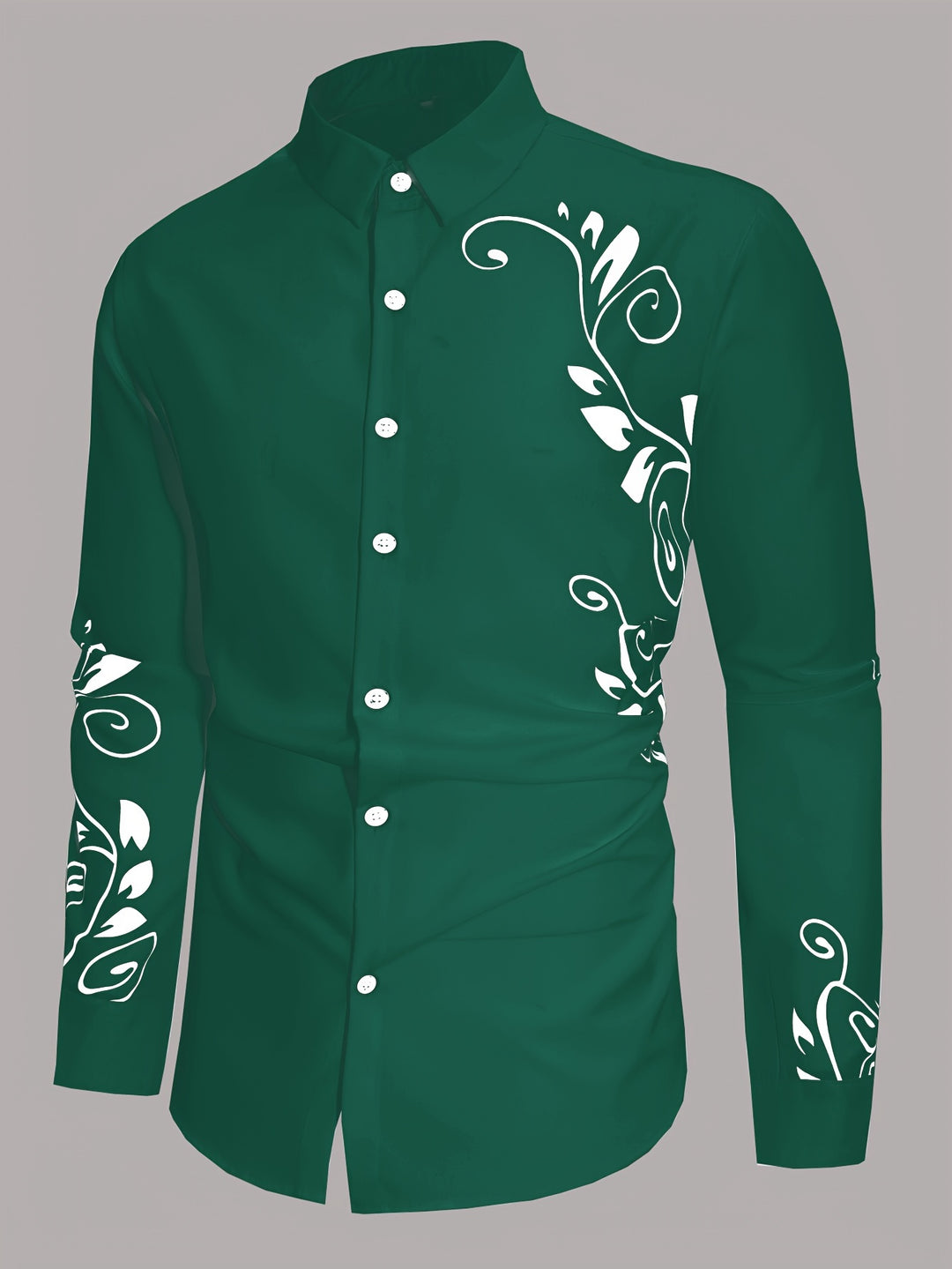 Simple Print Men's All-match Casual Long Sleeve Lapel Shirt, Spring Fall
