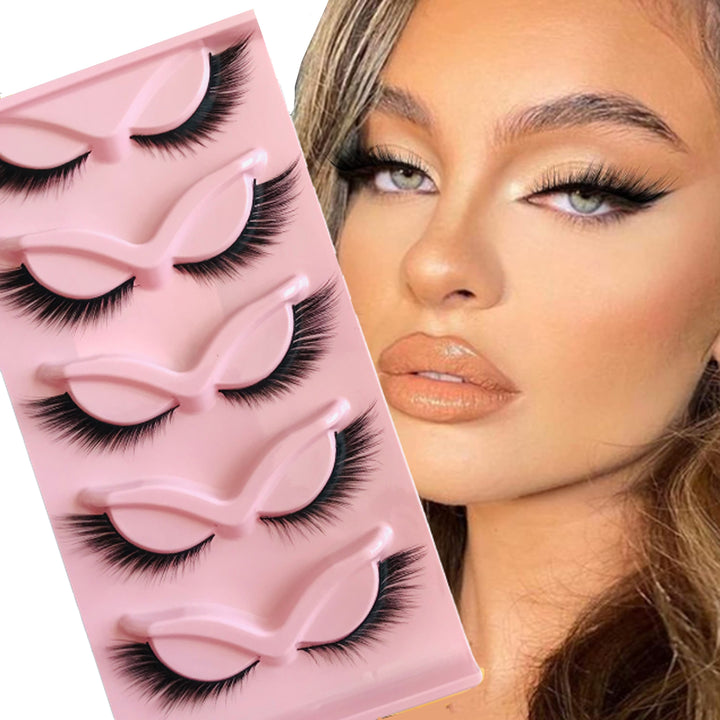 5 Pairs Cat Eye Fox Eye Imitation Mink False Eyelashes Sexy Lashes Extension Makeup