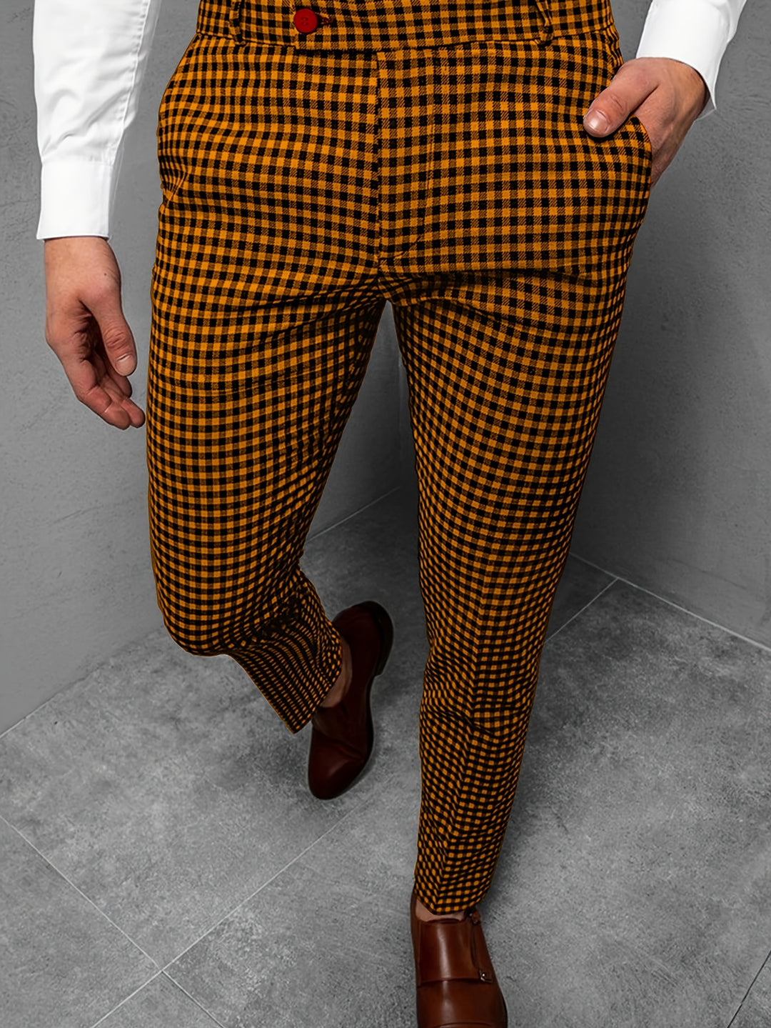 New Men's Plaid Casual Pants Business Social Suit Pants