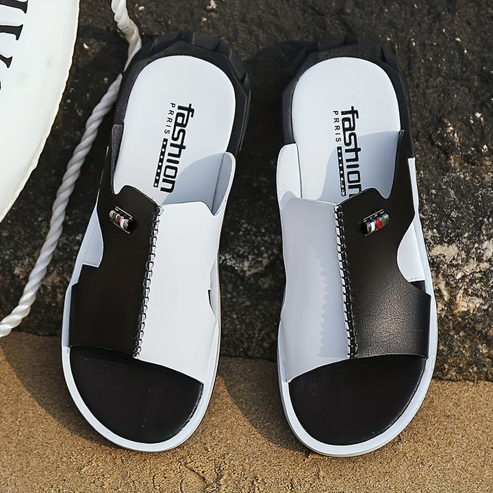 Women's Colorblock Slides, Cut Out Open Toe Anti-slip Comfy Flat Slides, Women's Indoor & Outdoor Shoes