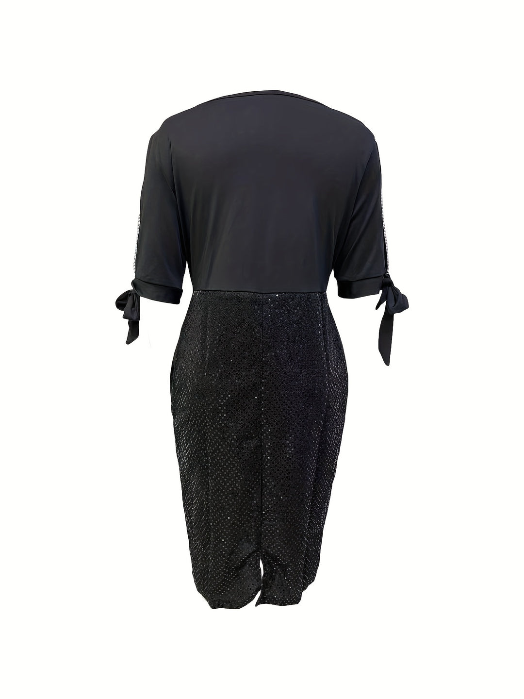 Plus Size Party Dress, Women's Plus Faux Pearl Decor Cut Out Sequin Slim Fit Event Dress