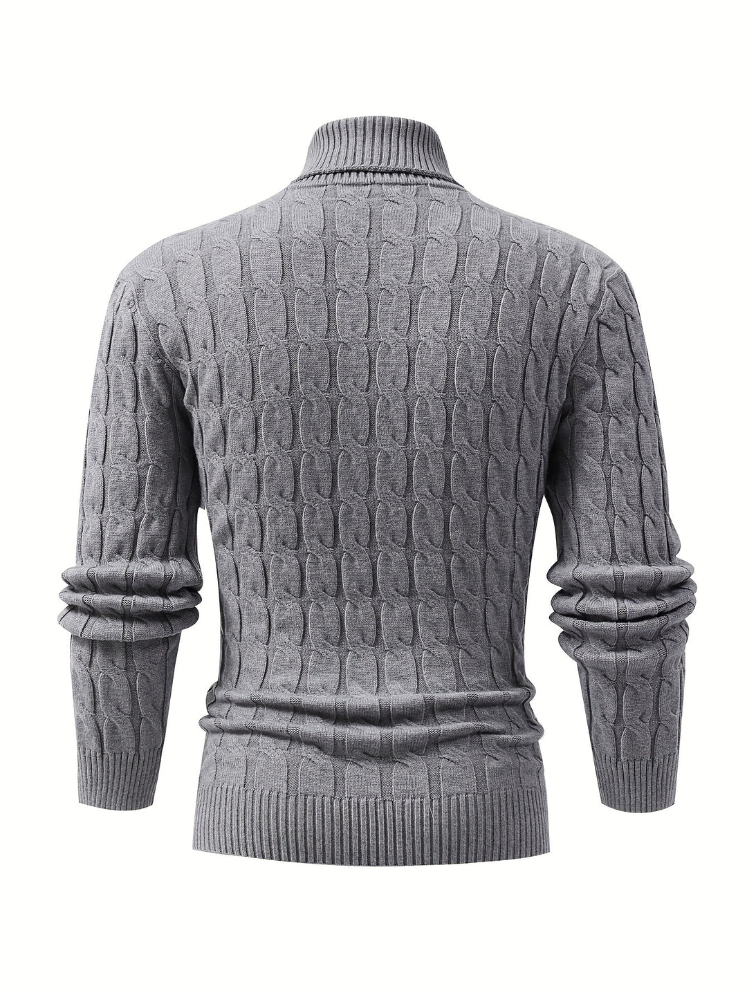Men's Stylish Stripe Pattern Knitted Pullover, Casual Mid Stretch Breathable Long Sleeve Turtle Neck Top For City Walk Street Hanging Outdoor Activities